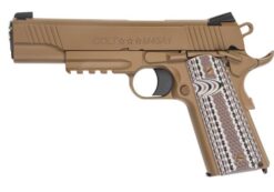 Colt M45A1 USMC gas blowback pistol – left-side full view, FDE finish