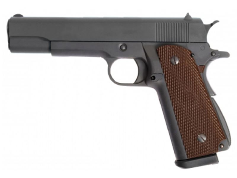 WE WE 1911 'Hi-Capa Mag.' Gas Blowback Pistol (Brown Grip - Black) airsoft