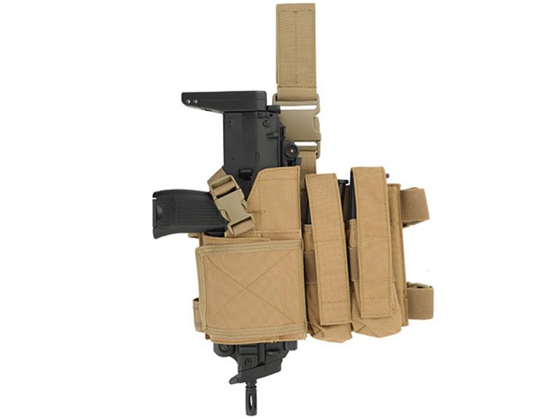 ACM ACM SMG Dropleg Holster (2 Mag. Pouch - Tan) airsoft