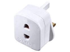 ACM EU 2 pin to UK 3 pin plug adapter – left-side full view