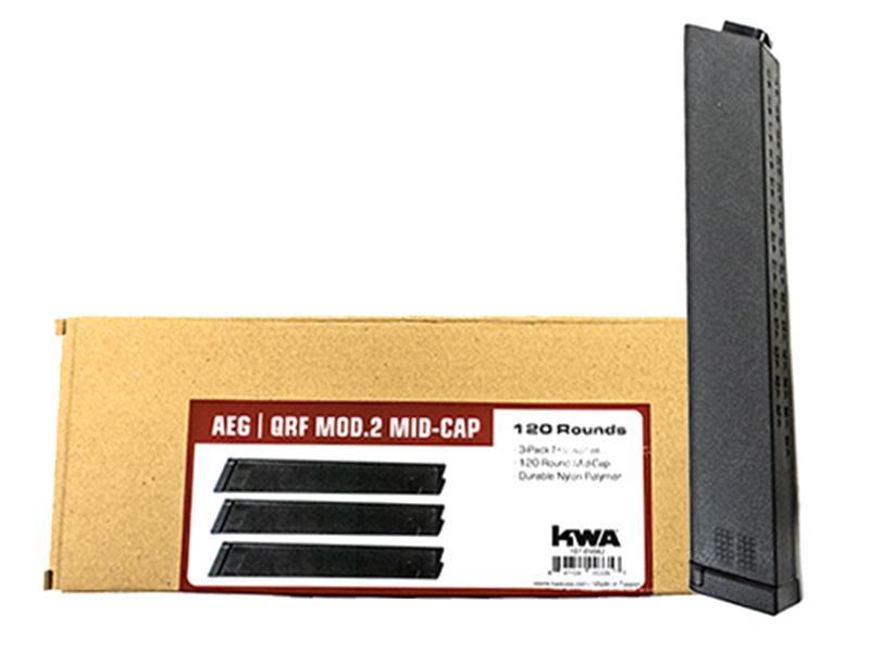 Kwa KWA QRF MOD2 Series Mid-Cap Magazine (3 Pack - 120 Rounds Each - Black) airsoft