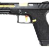APS Spyder Dual Power Pistol APS Spyder Dual Power Pistol (Black - Gold Barrel - X1-CAP) airsoft