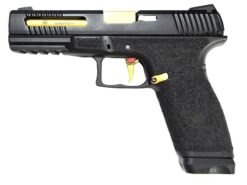 APS Spyder Dual Power Pistol APS Spyder Dual Power Pistol (Black - Gold Barrel - X1-CAP) airsoft