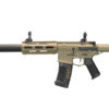 Ares Amoeba Short Honey Badger HPA rifle – left-side full view, tan finish with extended silencer