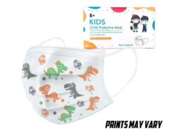 Disposable kids printed masks 50-pack box – full front view