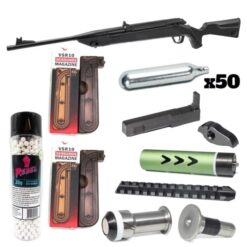 Action Army AAC-C1 Athena gas sniper rifle – left-side full view, black finish, multi-position stock and top rail
