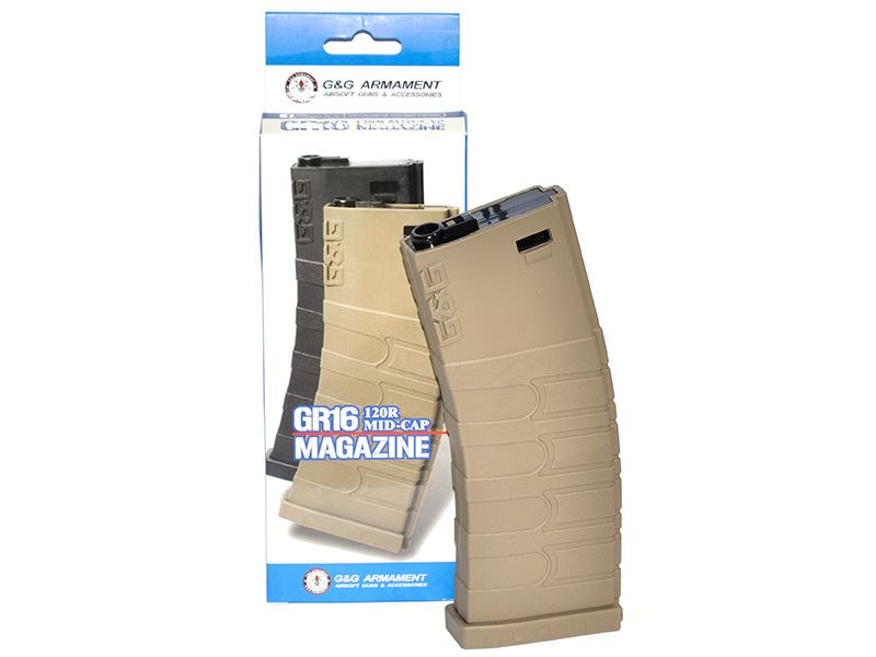 G&G G&G 120 Round Mid-Cap Magazine for GR16 (Tan) (G-08-101-1) airsoft