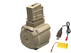 Battleaxe G39 Electric Drum Magazine (Electric Winding - Tan - Includes Battery and Charger) airsoft