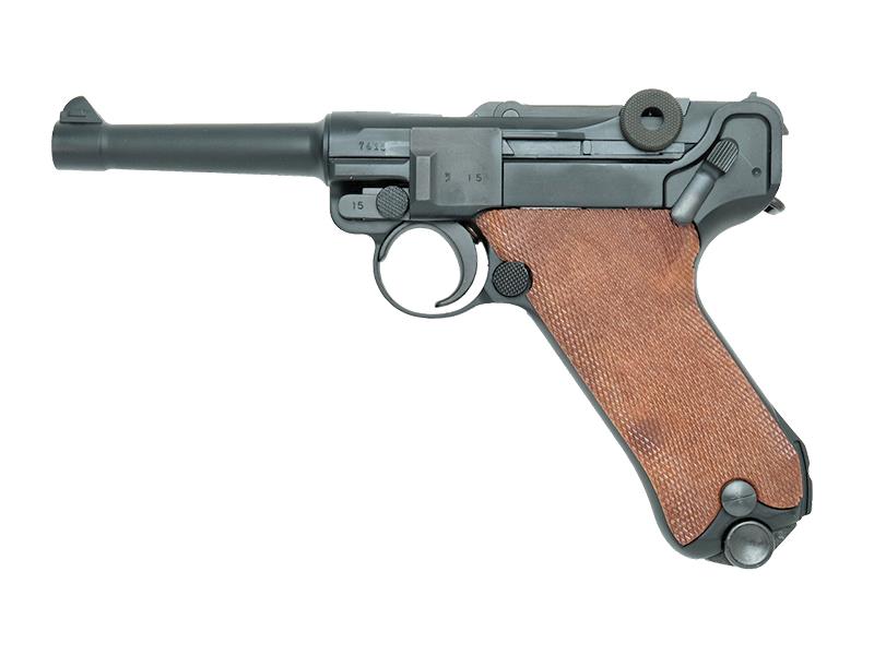 Tanaka P08 Luger Tanaka P08 Luger 4inch "1918 by CROWN/Erfurt" (Gas Blowback - Metal - Black with Brown Grips) airsoft