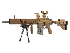 H&K HK-G28 AEG DMR rifle – left-side full view, bronzed full metal construction