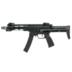 KWA QRF MOD.1 AEG submachine gun – left-side full view, black polymer stock and alloy receiver