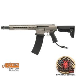 Double Bell JW4 Dracarys AEG rifle – left-side full view with Keymod rail and Dragon Fire styling