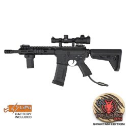 Double Bell TTI M4 custom rifle with INFERNO Gen 2 HPA engine, Spartan Board, custom grip and 1-4×20 scope – left-side full view