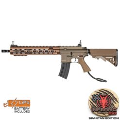 Double Bell M416 AEG rifle tan finish Wolverine INFERNO – left-side full view
