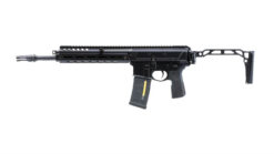 Double Eagle 13.7 DWS LUPUS folding GBBR rifle – left-side full view, black finish
