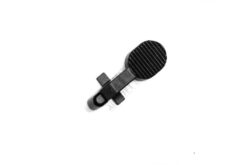 Delta Armory mock bolt catch for M4/AR-15 AEG – black alloy – left-side detail view