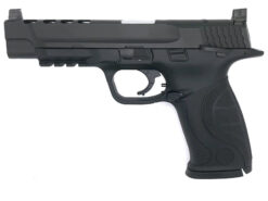 Tokyo Marui M&P9L PC Ported airsoft pistol – left-side full view, black finish with ported slide